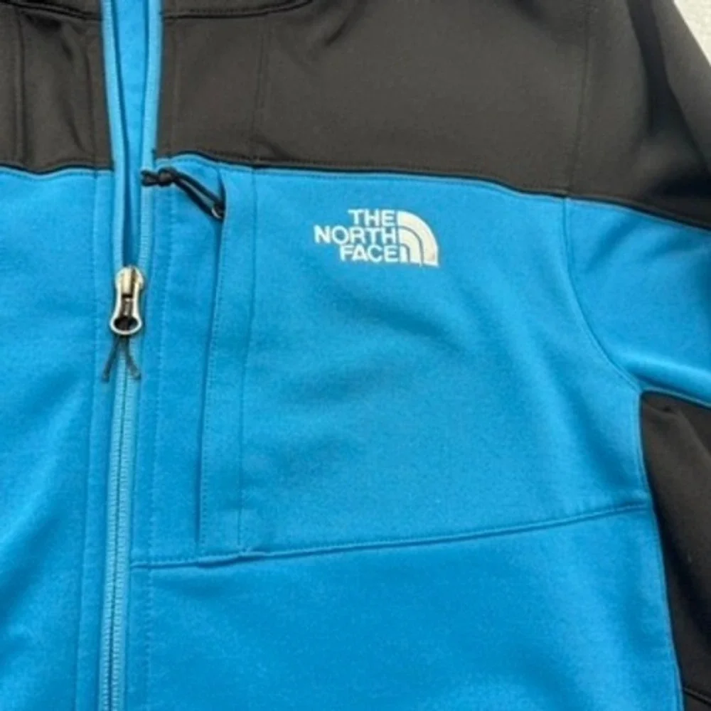 The North Face Jacket Mens Medium TKA Stretch Blue Black Full Zip Fleece Coat